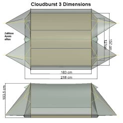 Tarptent Cloudburst 3 -Ausgewählte Campingausrüstungsgeschäfte cb3 dimensions